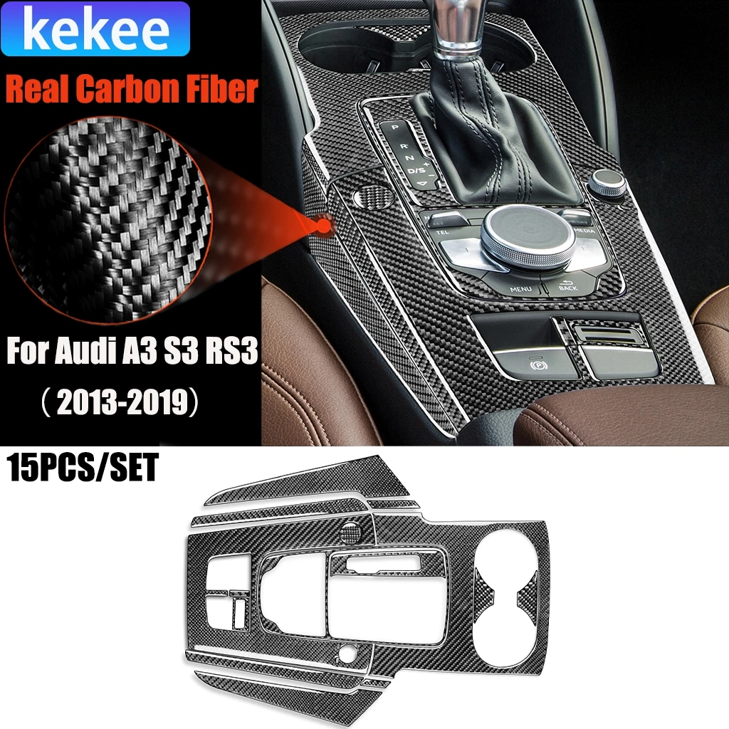 

Carbon Fiber Car Accessories Center Gear Shift Cup Holder Modified Interior Trim Cover Sticker For Audi A3 S3 RS3 8V 2013-2019
