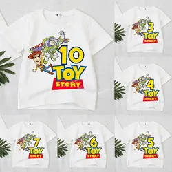 Toy Story Digital 1-10 Children T-shirt Kawaii Birthday T Shirt Anime Cartoons Casual Clothes Kid Girl Boy Short Sleeve Tops