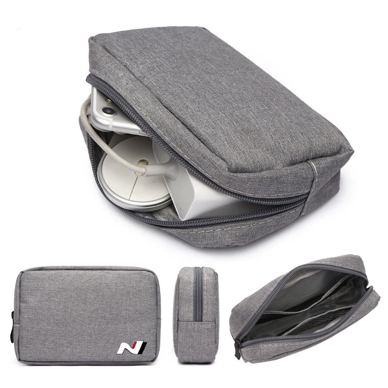 Cable Storage Bag Waterproof Portable USB Data Line Charger Plug Storage Bag For Hyundai N performance I30N Accent Veloster