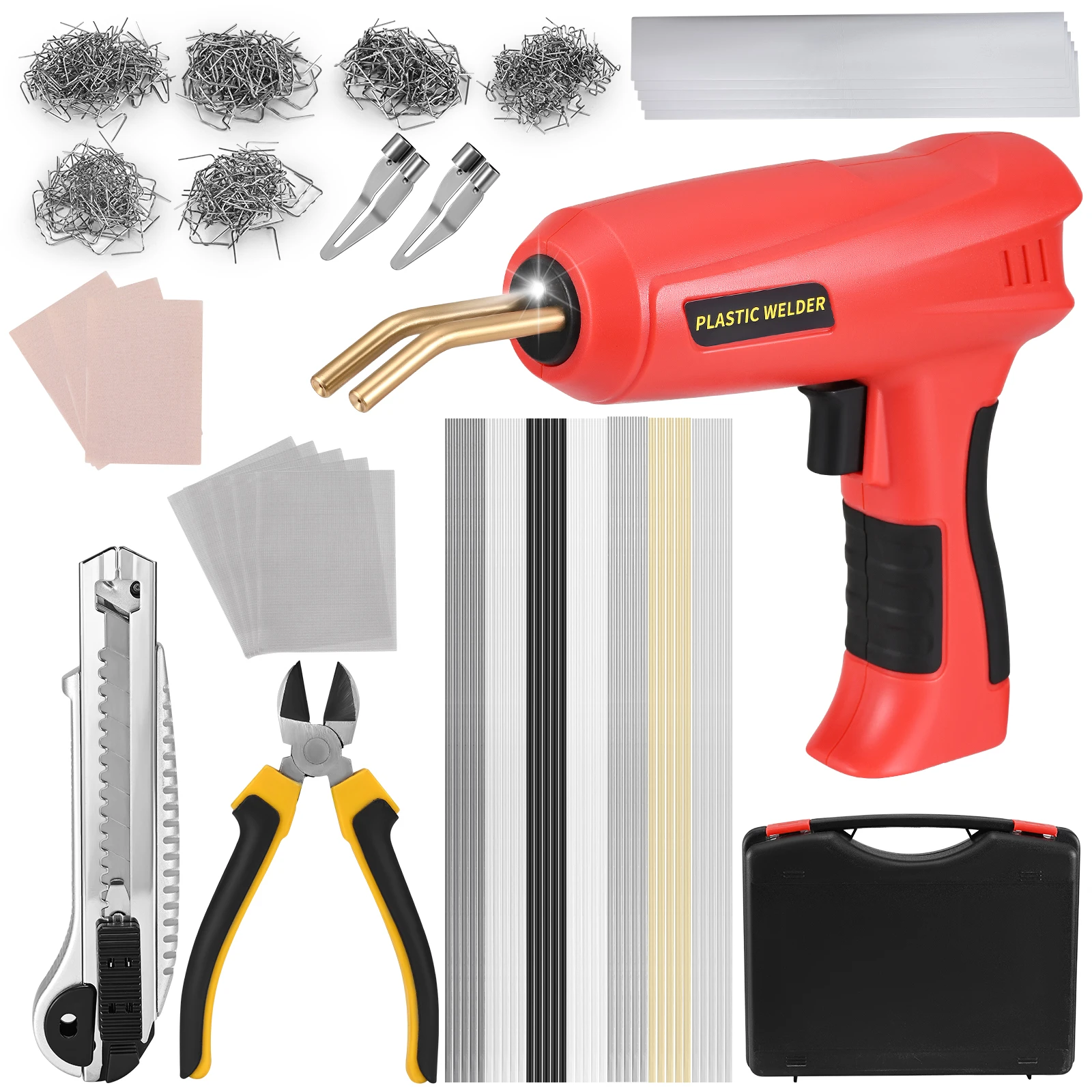 Machine à souder le plastique 200W 3S, Kit de pistolet de soudage électrique à chauffage rapide avec 1200 clous de soudage pour la réparation automobile, divers plastiques