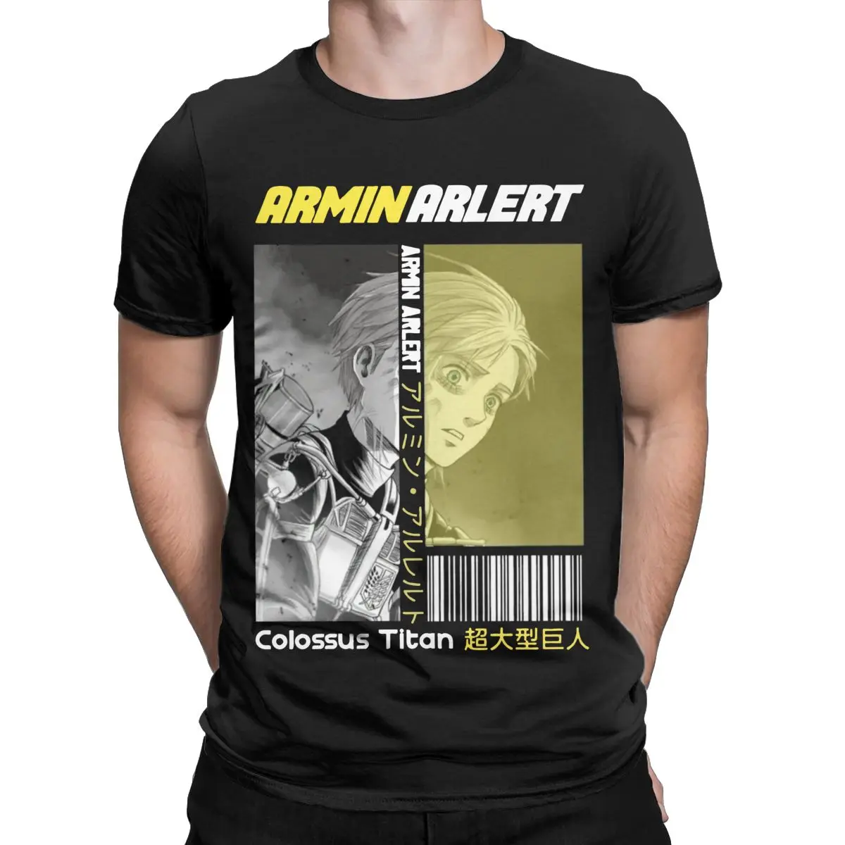 Men T-Shirts Armin Arlert AOT Leisure Cotton Tee Shirt Short Sleeve Anime T Shirt Crewneck Clothing Big Size