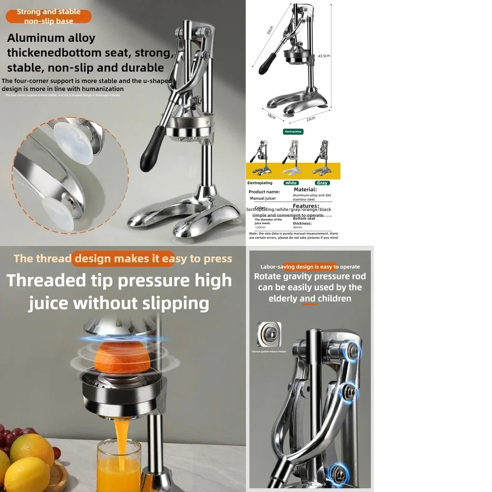 2026-hot sell Multifunctional Manual Juicer Stall Orange Lemon Stainless Steel Manual Juicer Thickened Base Non-slip F