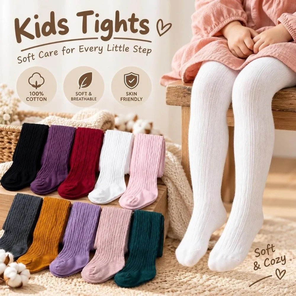 Class A Cotton Baby Tight Twisted Texture Solid Color Knitted Tight Stretch Fabric Four Way Stretch Children's Pantyhose