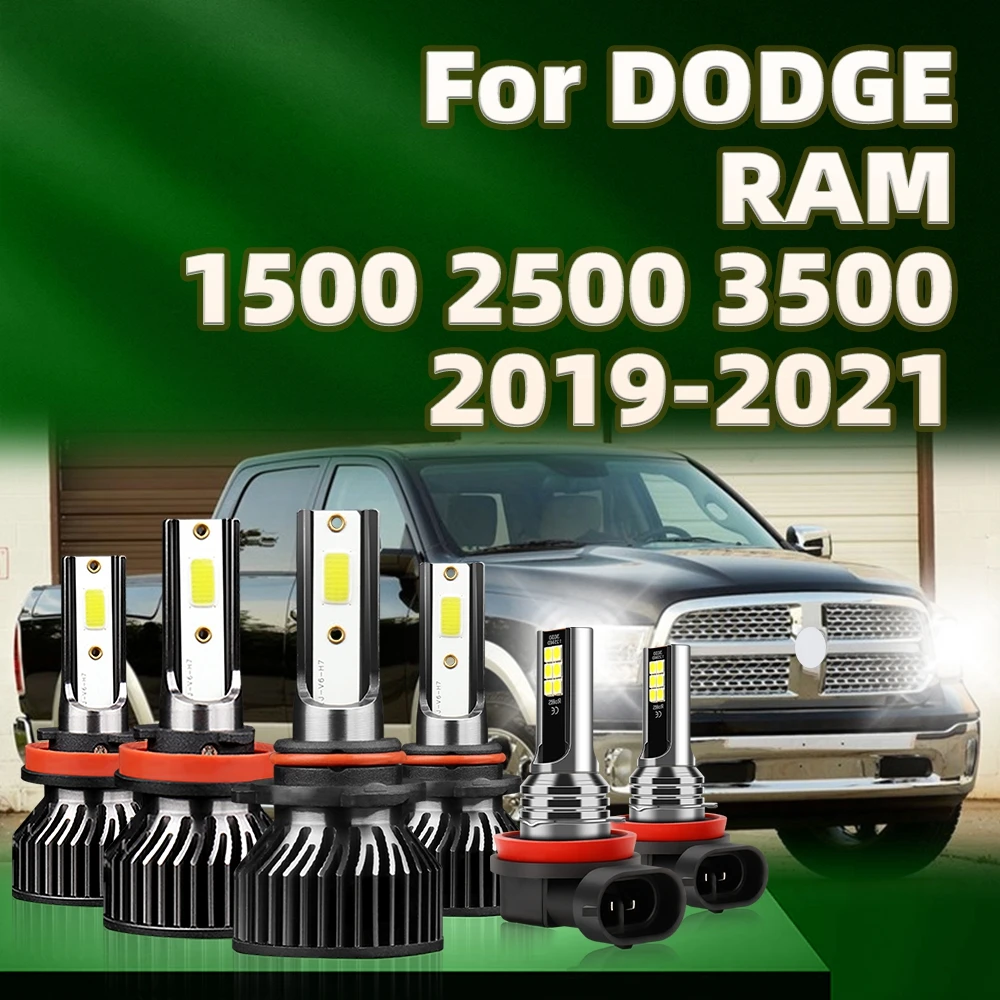 

6Pcs Led Car Headlight Bulbs 30000LM Auto Lamp Fog Light 6000K White For DODGE RAM 1500 2500 3500 2019 2020 2021