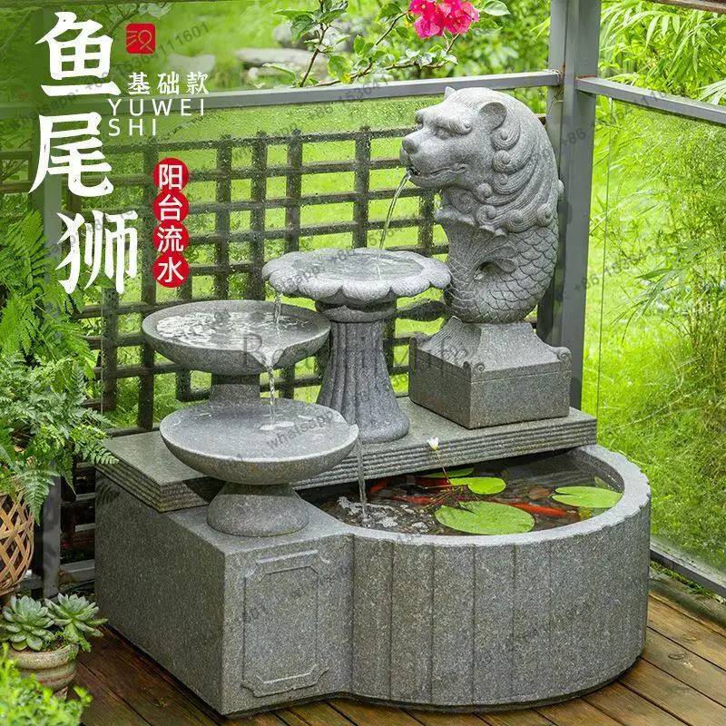 Merlion flowing water fish pond landscaping outdoor garden courtyard circulating water system landscape fish tank