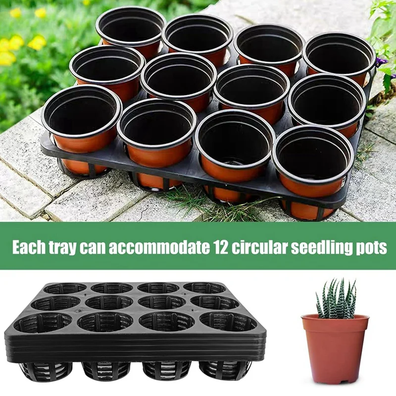 Promotion! 12 Cell Round Nursery Pots Trays,5 Pack Seed Nursery Pots Moving Trays,Seedling Pots Nursery Carrying Trays Moving Tr