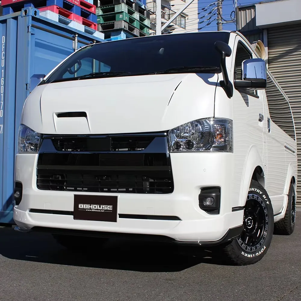 Japan White Gel Coat FRP Duct-Style Bonnet Engine Hoods Insulation Cover for for HIACE New Upgrade