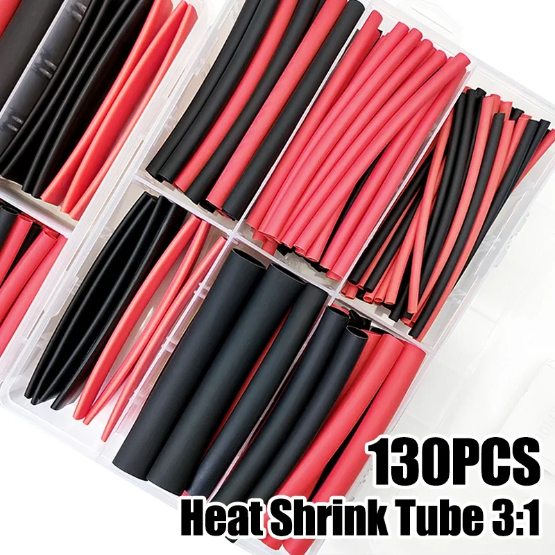 3:1 Black and Red Adhesive Lined Heat Shrink Tubing Flame Retardant Anti-Vibration For Battery Wire Cable Joint Wrap Shield