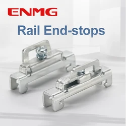 ENMG 10pcs DIN 35mm 304 rail end stop locking clip holder BNL6 blue zinc plated 1.5mm C45 electrical fixing RoHS REACH
