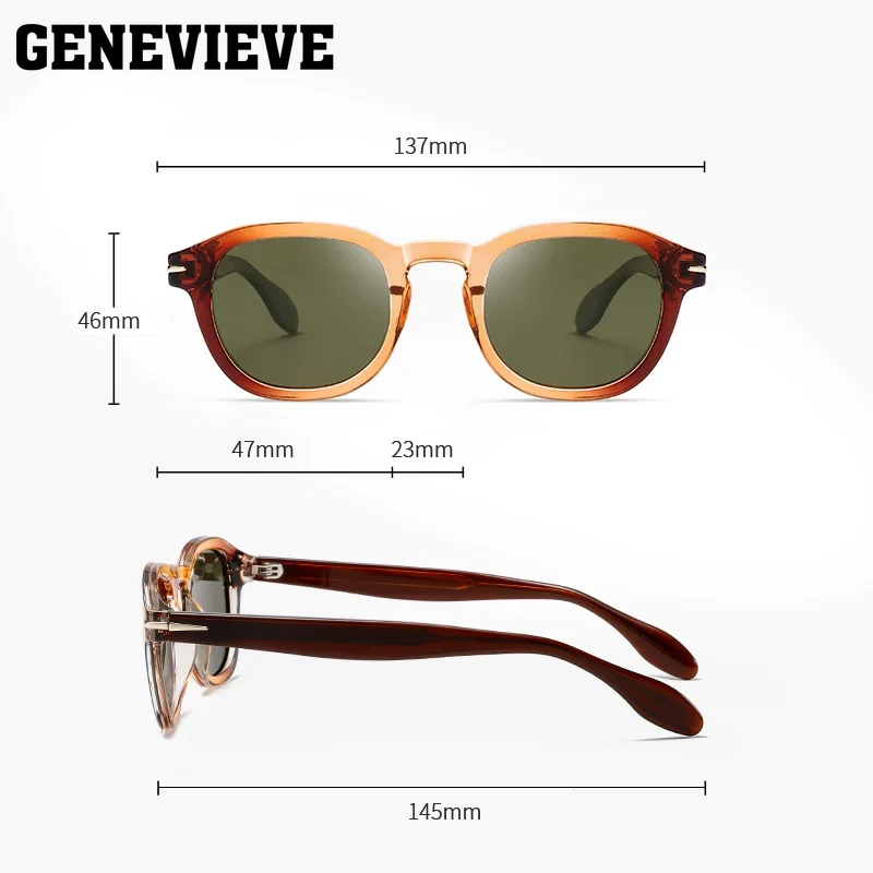 GENEVIEVE Fashion Personalized Geometric Oval Sunglasses UV Protection Customizable Prescription Polarized Sunglasses S31129