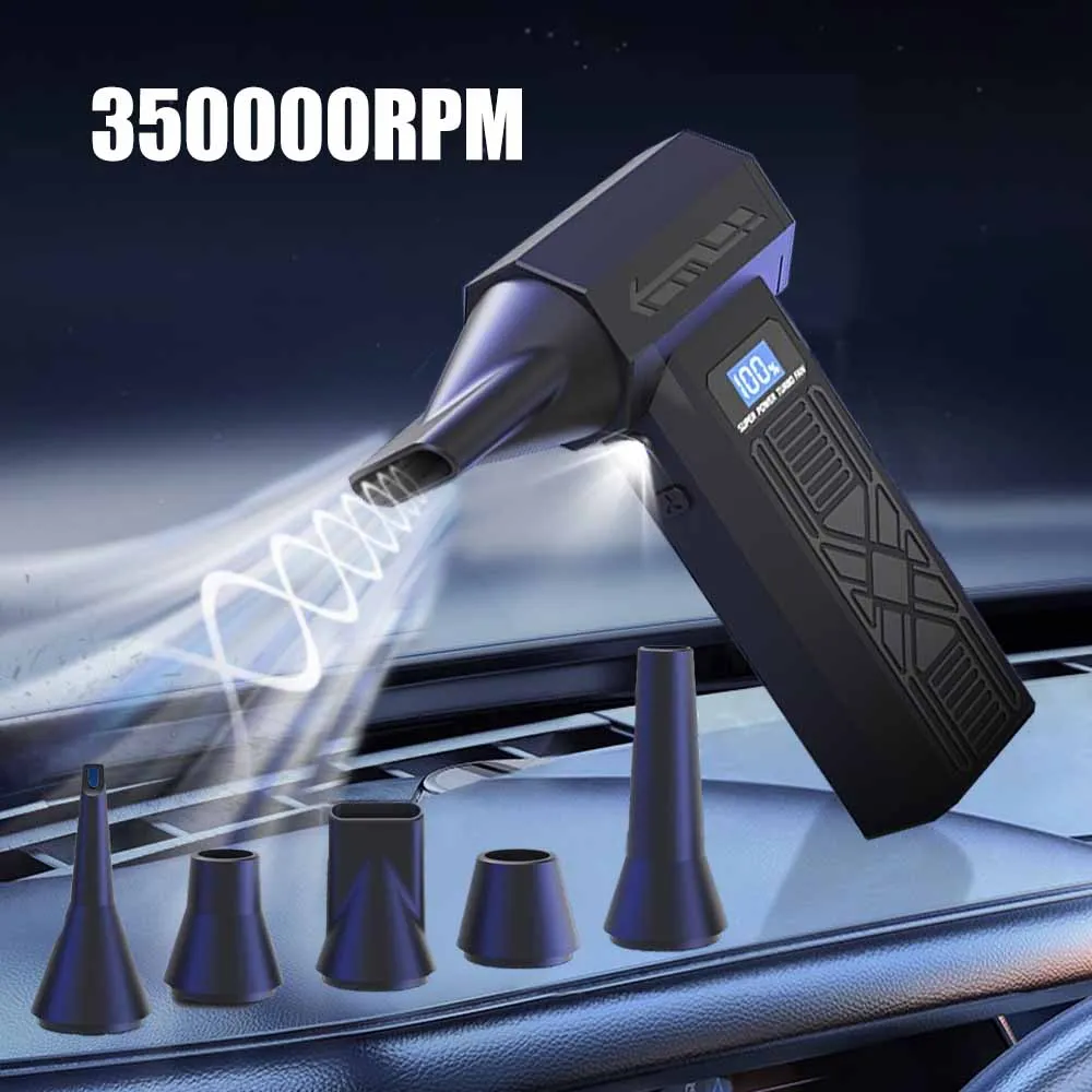 

Ручной турбовентилятор с 4 передачами, 350000 об/мин, мини-инструмент для выдувания пыли, мощная тряпка со сжатым воздухом для уборки автомобиля/ПК/дома