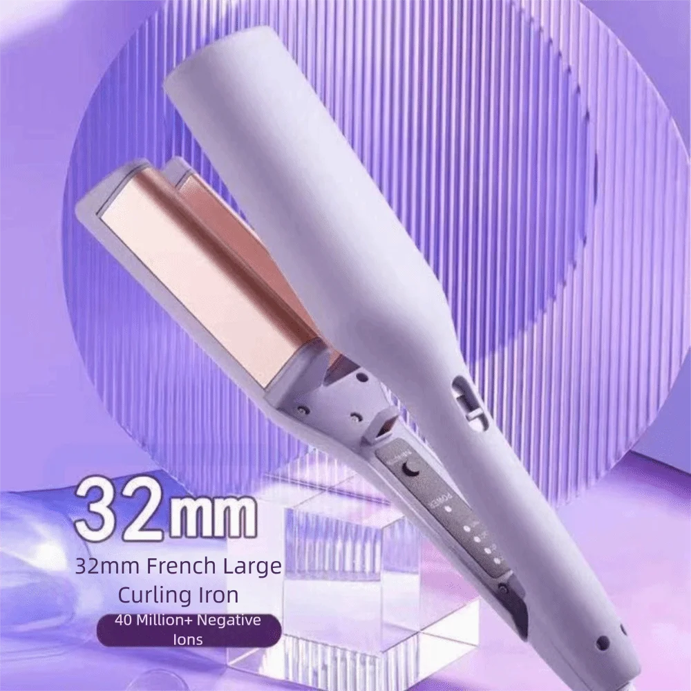 

Large Curl 32MM Water Wave Hair Curler Temperature Control Plastic Casing French Egg Roll Curling Iron Quick Heating