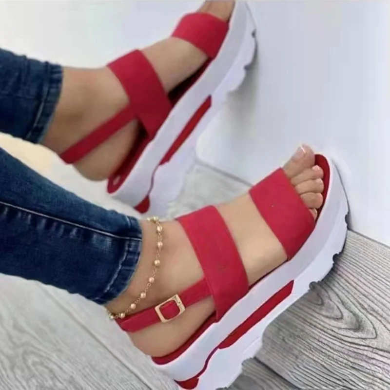 Sandalias de cuña ligeras para Mujer, zapatos de plataforma con tacones, calzado informal de verano