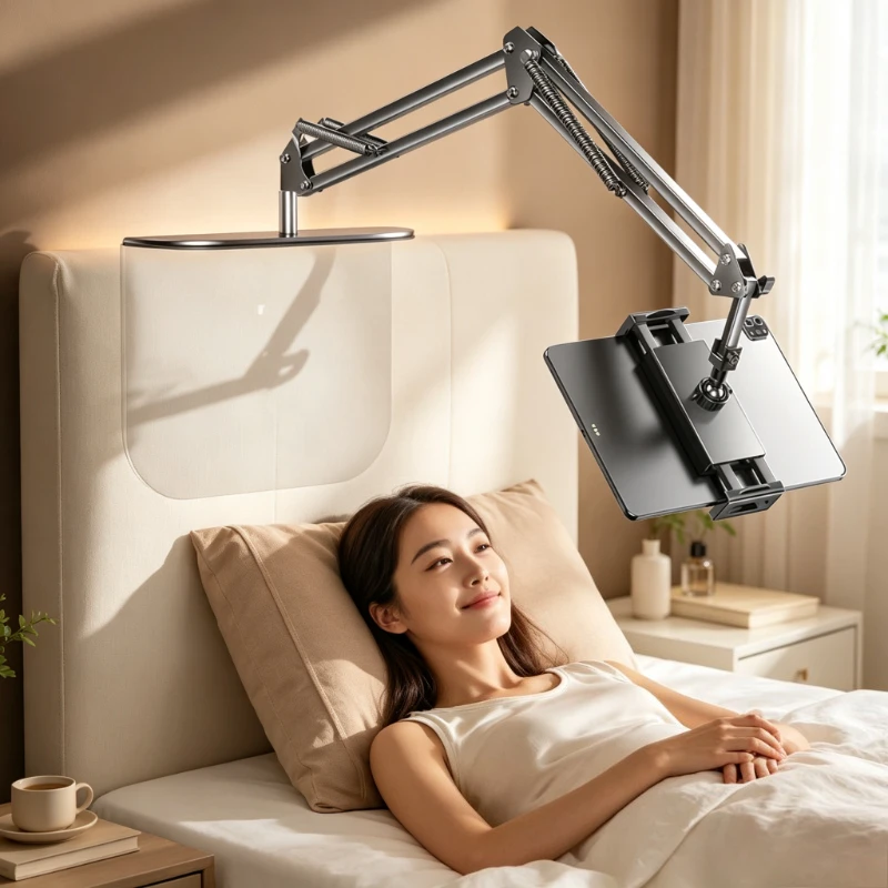 No Clamp Tablet Phone Stand Hidden Holder 360 Degree Adjustable Bedside Desktop Mount for Video Viewing Overhead Filming 태블릿 거치대