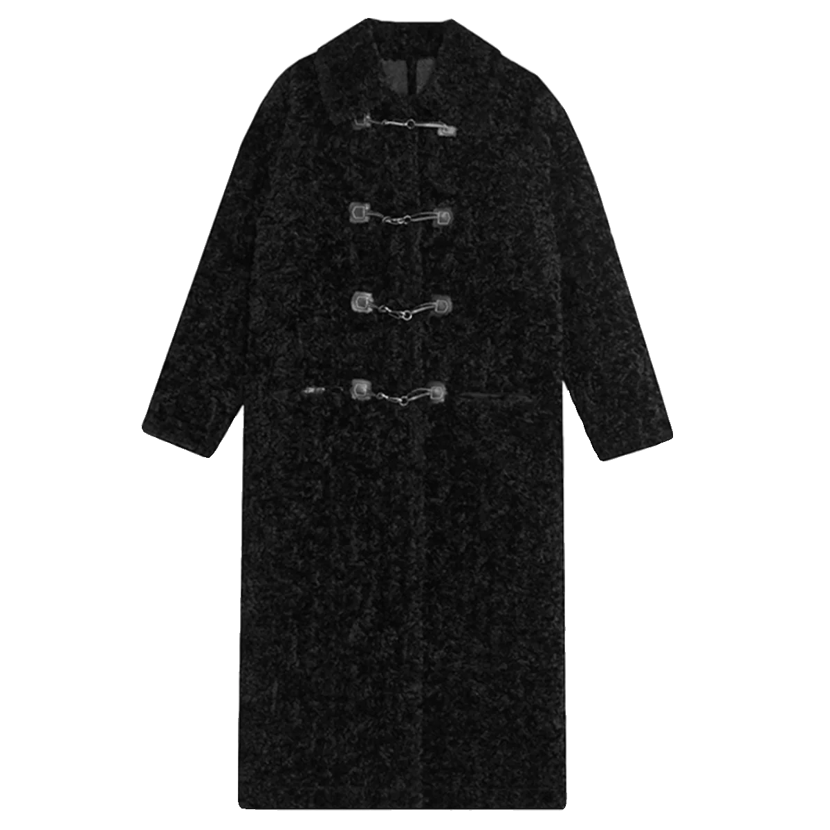 Płaszcz zamszowy z futra jagnięcego dla kobiet na zimę 2025, z luźnymi guzikami z rogu wołu i grubym futrem, jednoczęściowy płaszcz.