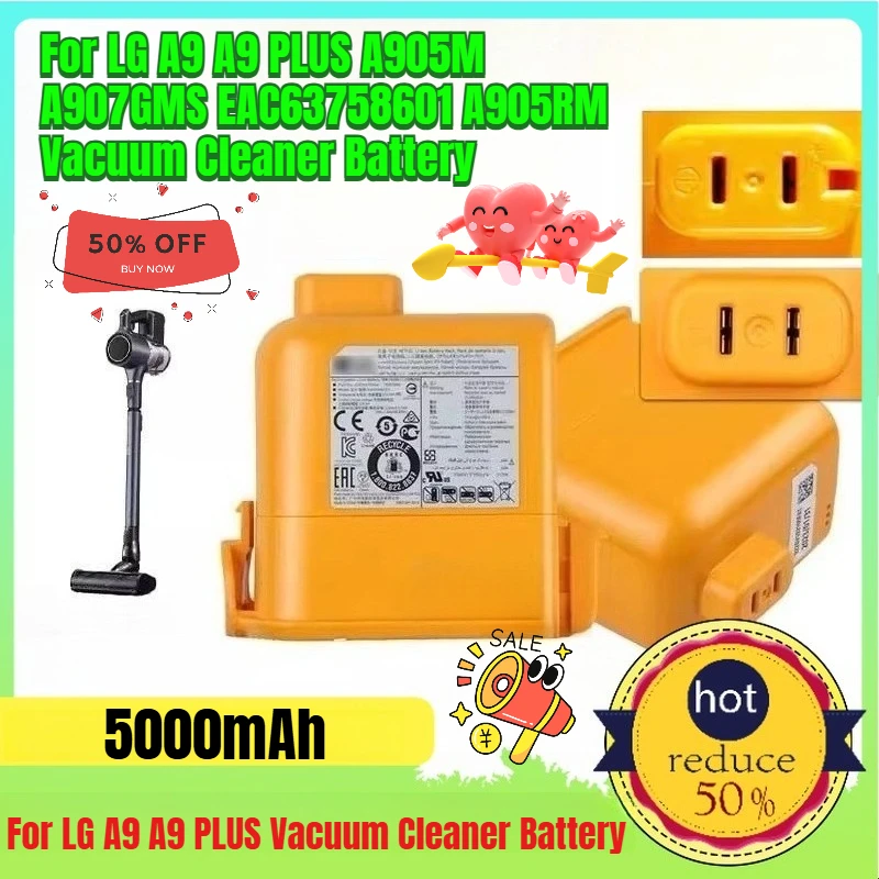 

5000mAh for LG A9 A9 PLUS A905M A907GMS EAC63758601 A905RM Vacuum Cleaner Battery