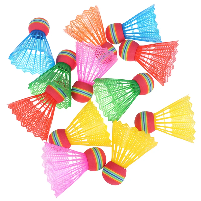 

[LA]12 PCS Badminton EVA Rainbow Ball Head Nylon Badminton Feathers For Game Sport.