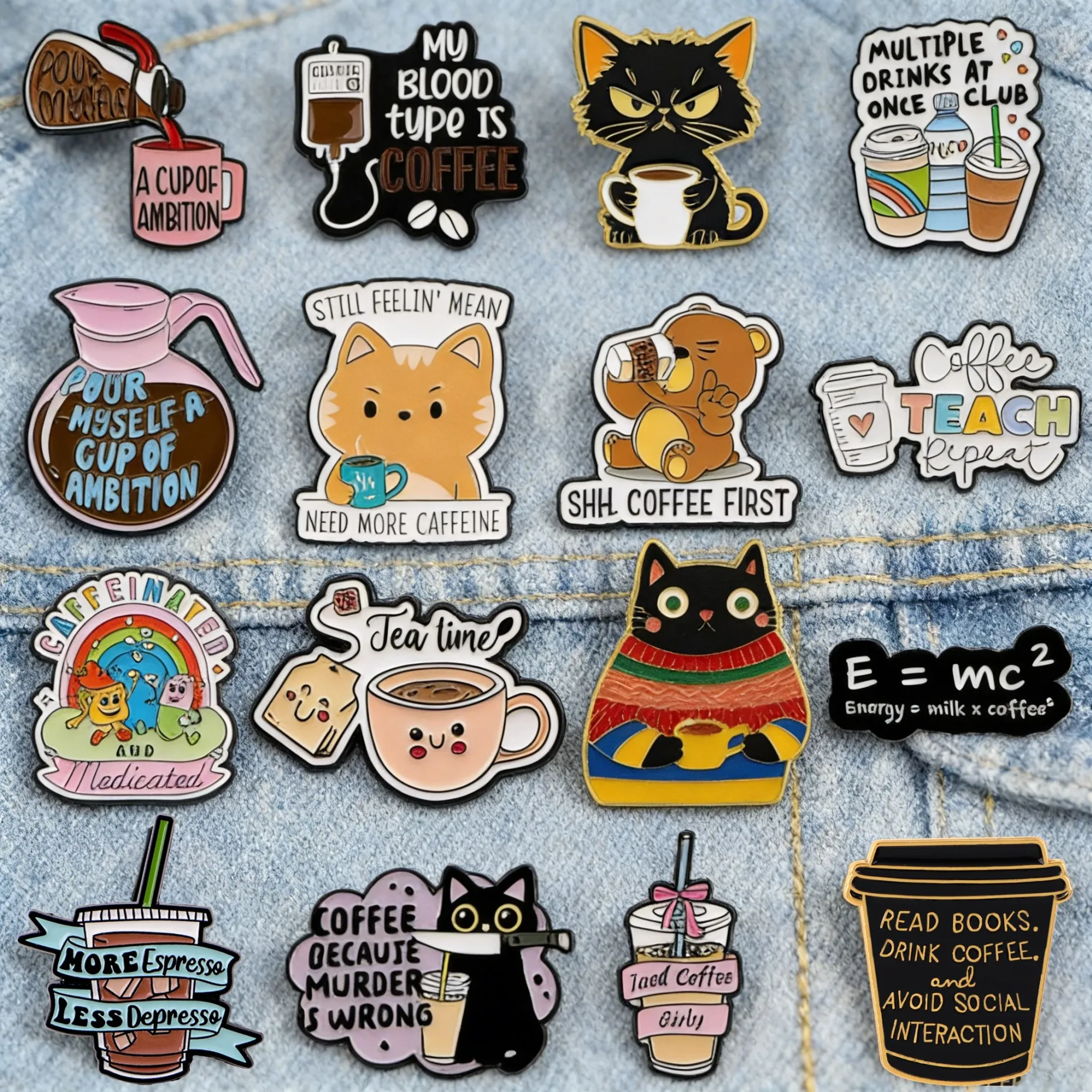 Épingles en émail Kwaii pour les amateurs de café, broches mignonnes en forme de chat, badges de dessin animé pour sacs à dos, chapeaux, vestes, cadeaux uniques pour les amis