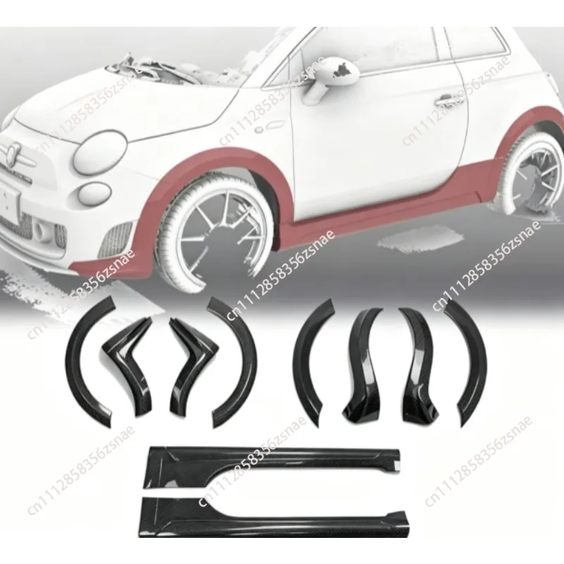 For Fiat, Abbas 500 S3 Carbon Fiber EPA Side Skirt Wide Body Front and Back Brow Wheels