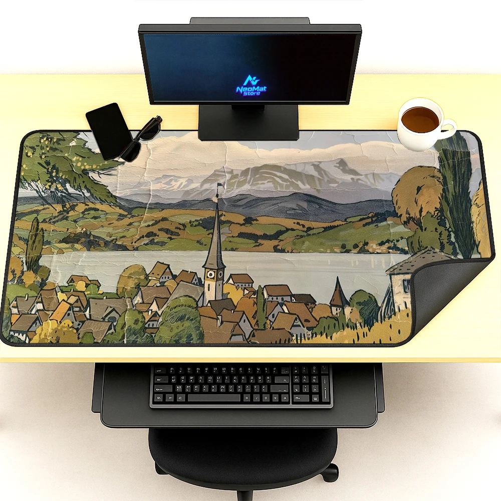 Mountain Mouse Pad Desktop Mat Scenic 120x60cm Village XXXL Office Gaming Accessories Stable Premium Smooth Computer Desk Mat