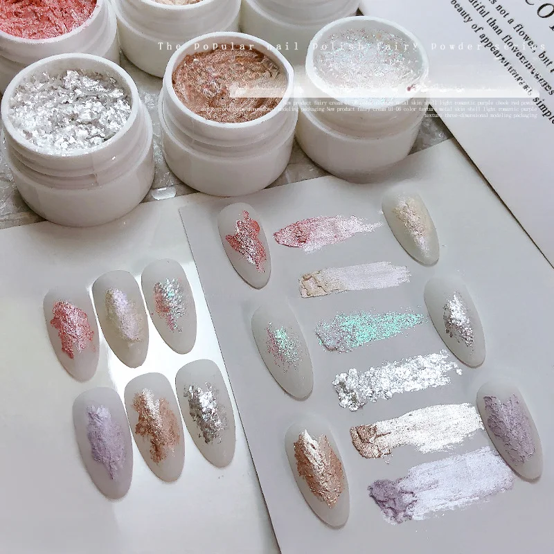 12 colors Nail Art Brocade Powder Fairy Powder Cream Aurora Powder Popularity Solid State Solid Nail Art Shell Polish