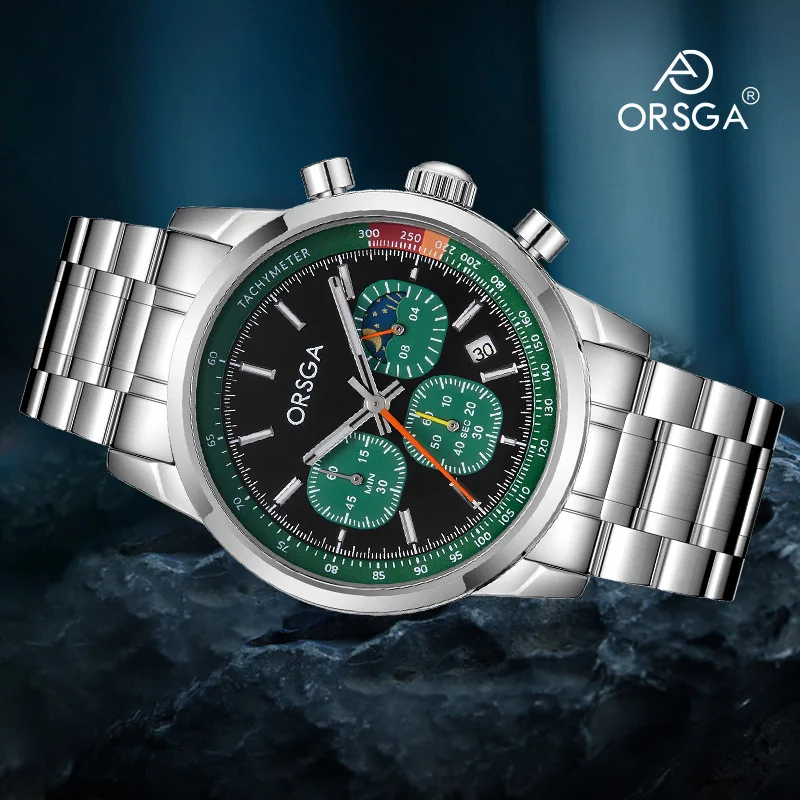 Personality Cool Multifunctional Classic Style Creative Dial Quartz Watches Men Moon Phases Style Watch Steel Calendar AAA Watch