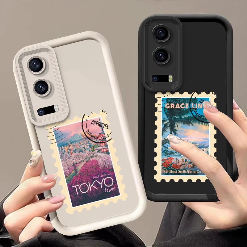 Tourist stamps For Vivo V40 SE V21 5G 11 30 Pro 23 29 40 Y72 76 50 36 16 Y15S 55 28 X100 80 Lite Soft Silicone Phone Case