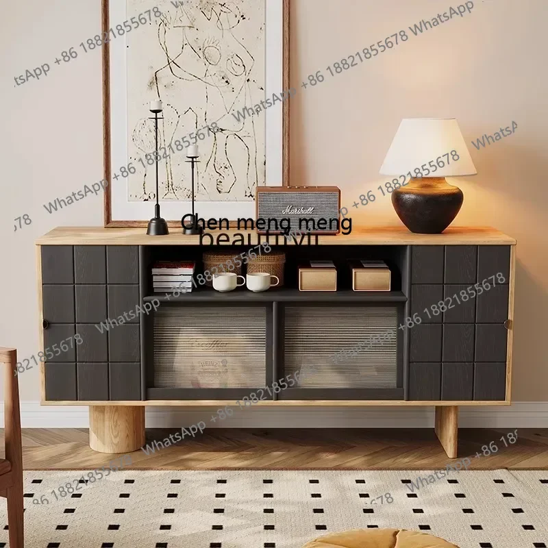 

cc182Solid wood dining side cabinet designer creative antique contrast color storage display cabinet against the wall