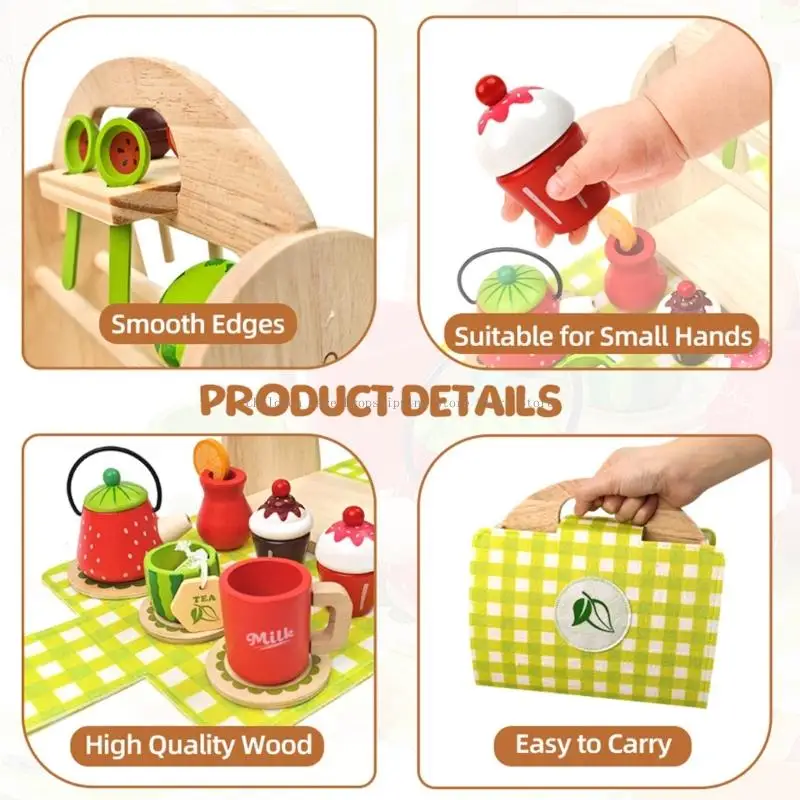 ملحقات المطبخ للعب التظاهري للأطفال الصغار، أواني الأطباق الخشبية، لعبة تعليمية للفتيات والأولاد