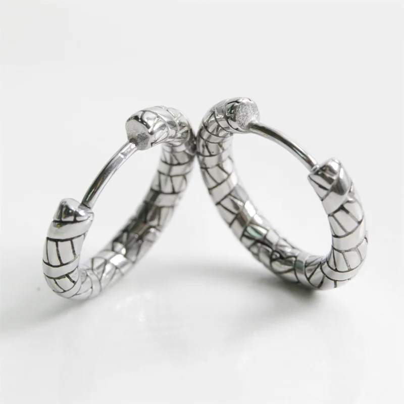 Men's Personality Titanium steel cast mesh loop earrings