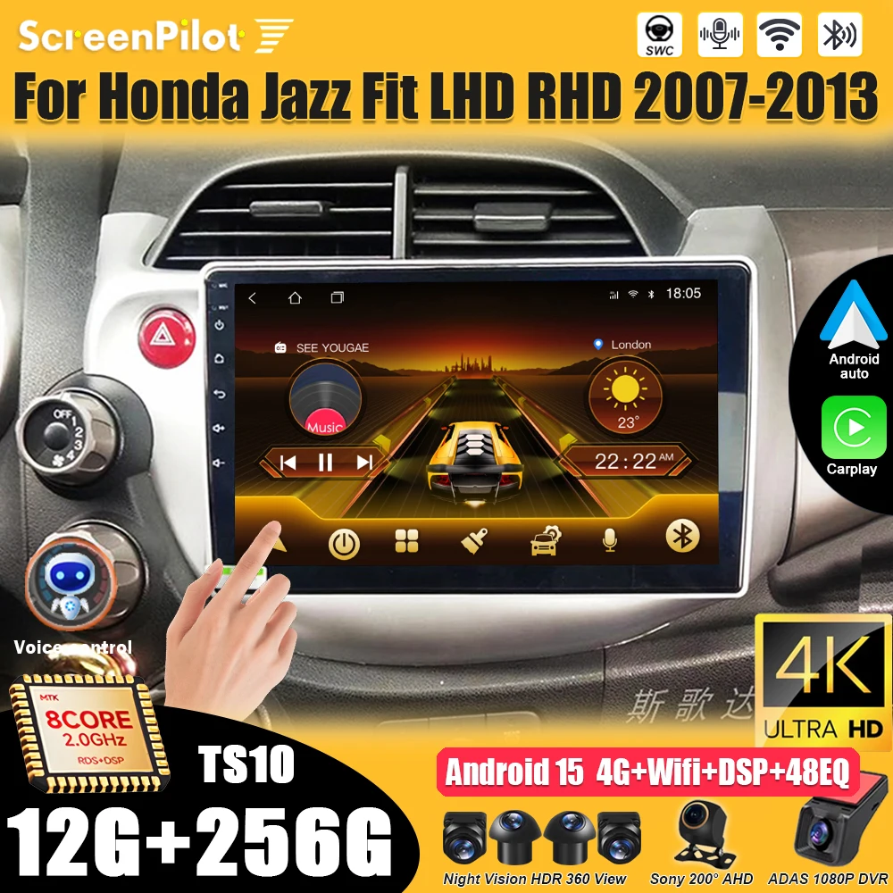 

Car Android For Honda Jazz Fit LHD RHD 2007 - 2013 Multimedia Video Player 2 din GPS Navigation Bluetooth Touch Screen Wifi 5G