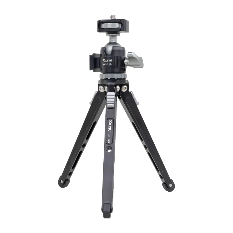 XILETU MC22S+XT18S Mini Handheld Vlog Tripod Cold Shoe Head Desktop Selfie Video Tripod for Micro Single Camera Phone Stand