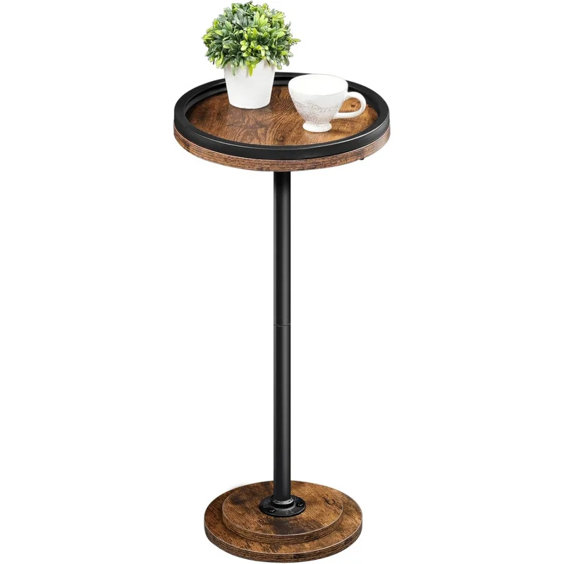 

Small Round Side Table, Drink Table, Coffee Martini Table with Pedestal Accent for Small Spaces in Living Room, Bedroom