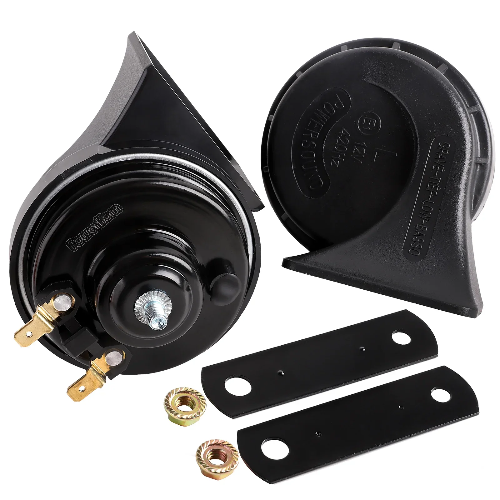 12V 120dB Waterproof Dual-Tone Snail Horn 510/410Hz for Car Truck Motorcycle Black ABS Horn Kit