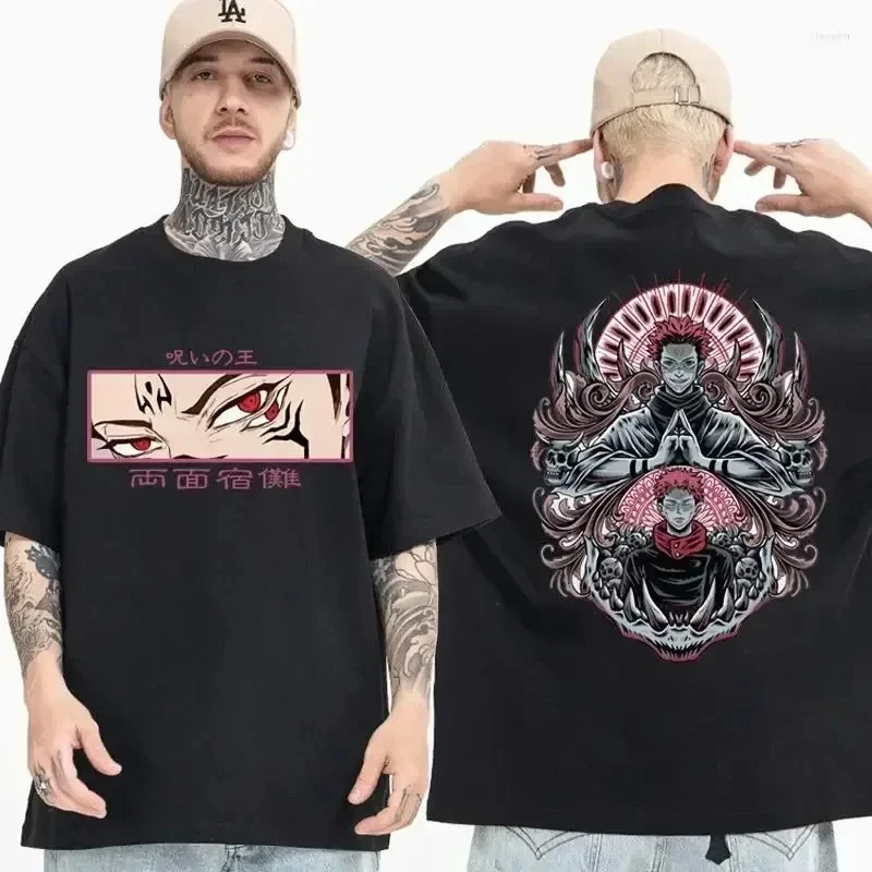 

New Women Men Fashion Oversized Retro T-Shirts Ryomen Sukuna Graphic T-Shirts Anime Print Short Sleeve T-Shirts