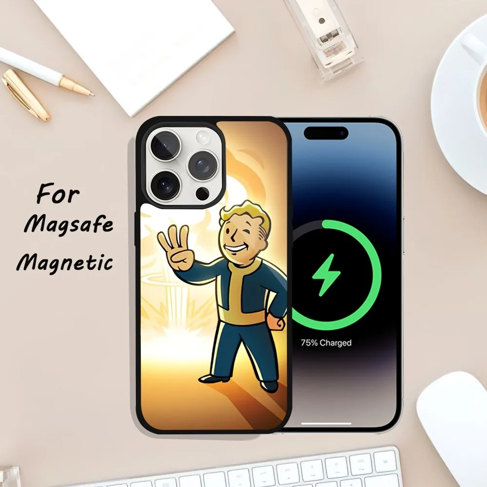 funny F-Fallout boy Phone Case For iPhone 11 13 12 14 15 Plus Max Pro Magsafe Magnetic Wireless Charging shell