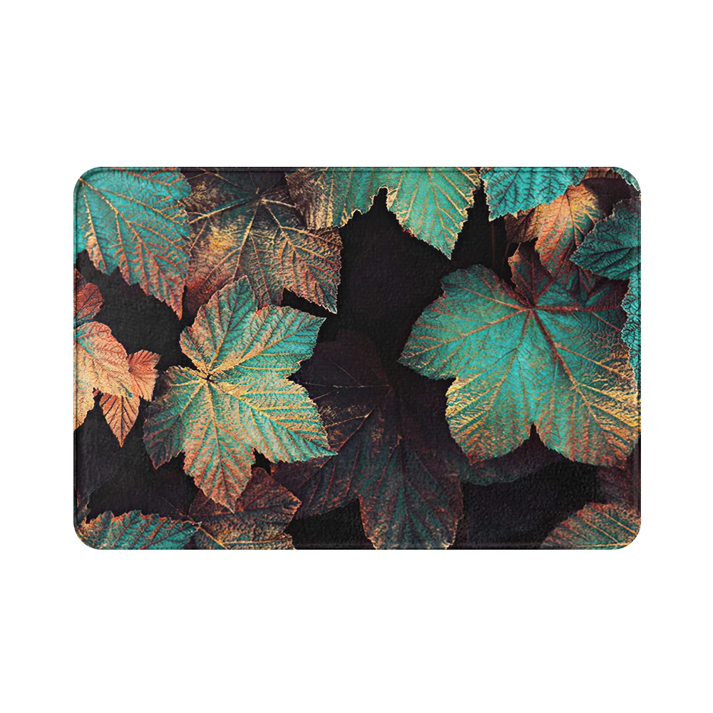 Tropical Green Leaf Bath Mat Bathroom anti slip Bath Rugs Carpet Green Leaves Flowers Home Decor Doormat Soft Entry Door Mat