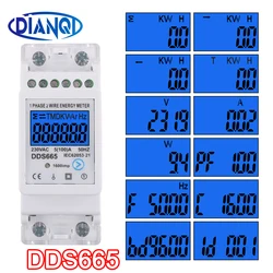 Din Rail Electricity Meter DDS665 With RS485 Backlight Multi-function 220V 50/60hz With on-off function for power consumption