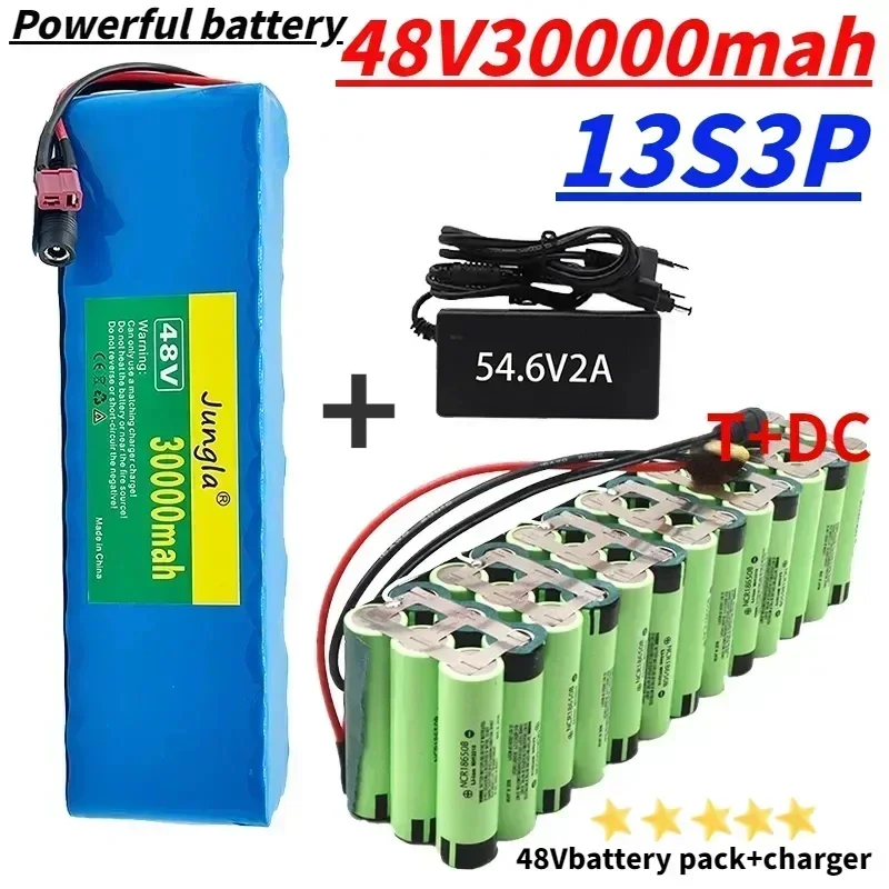 Neuer 48V Lithium-Ionen-Akku 48V 30Ah 1000W 13S3P Lithium-Ionen-Akkupack für 54,6V Elektro-Hochleistungsbatterie mit BMS