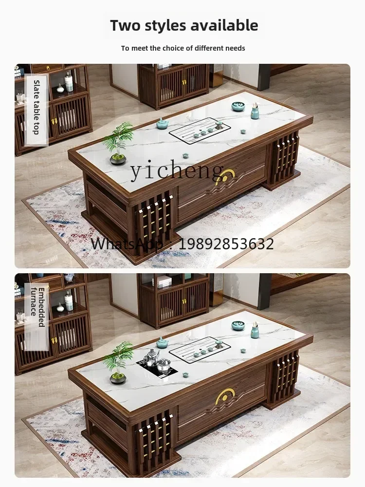

X5-20 rock slab tea table and chair combination coffee table office solid wood tea table tea set integrated