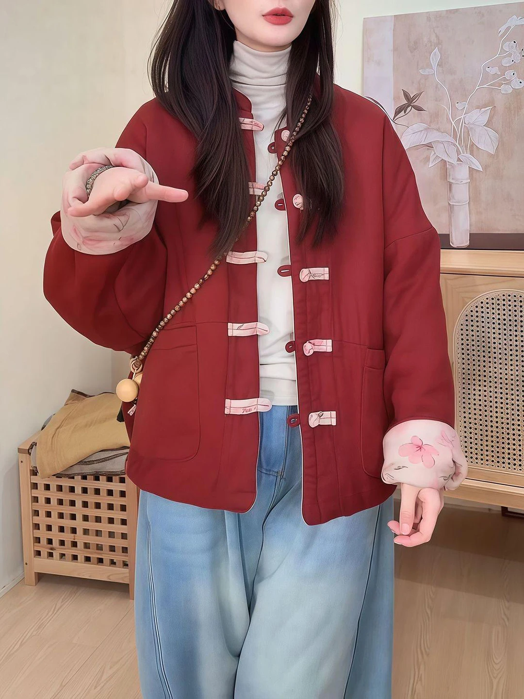 

Двусторонняя одежда, хлопковая куртка с цветочным принтом, женская зимняя новая свободная теплая хлопковая одежда на пуговицах в китайском стиле