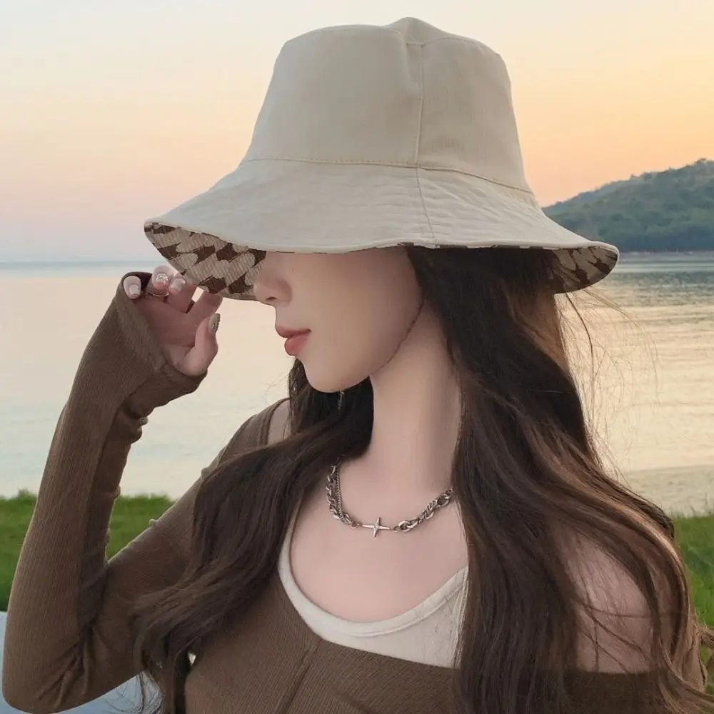 

Windbreak Rope Sun Protection Hat Big Brim Double Sided Wearing Fishermen Cap Breathable Wear-resistant Summer Cap