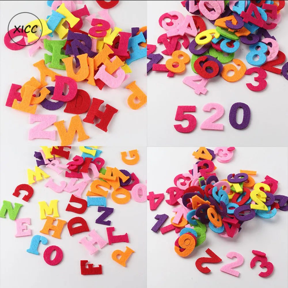 50pcs Mix Digital Letters Wool Felt DIY Pads Fabric Crafts Name Patches Children Kids Alphabet Early Education Handmade Toys