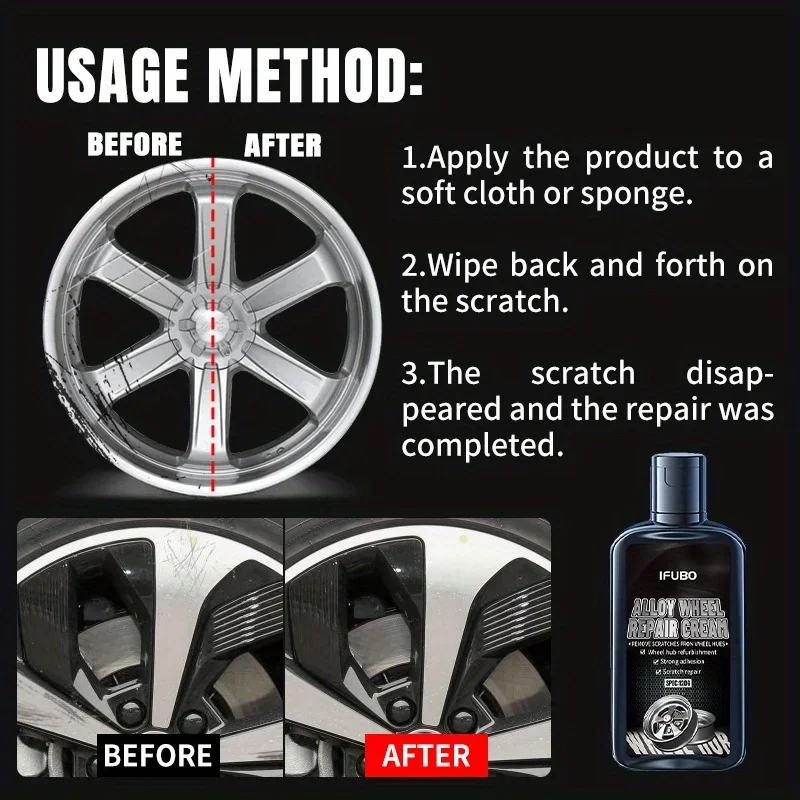 Professional wheel hub Scratch Repair paste - Easily sand aluminum and steel rings