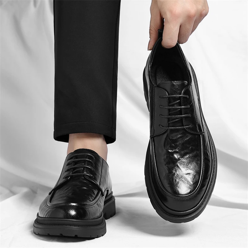 

Men's casual leather shoes High quality classic designer styles Party or work Black brown Outdoor street fashion shoes derby