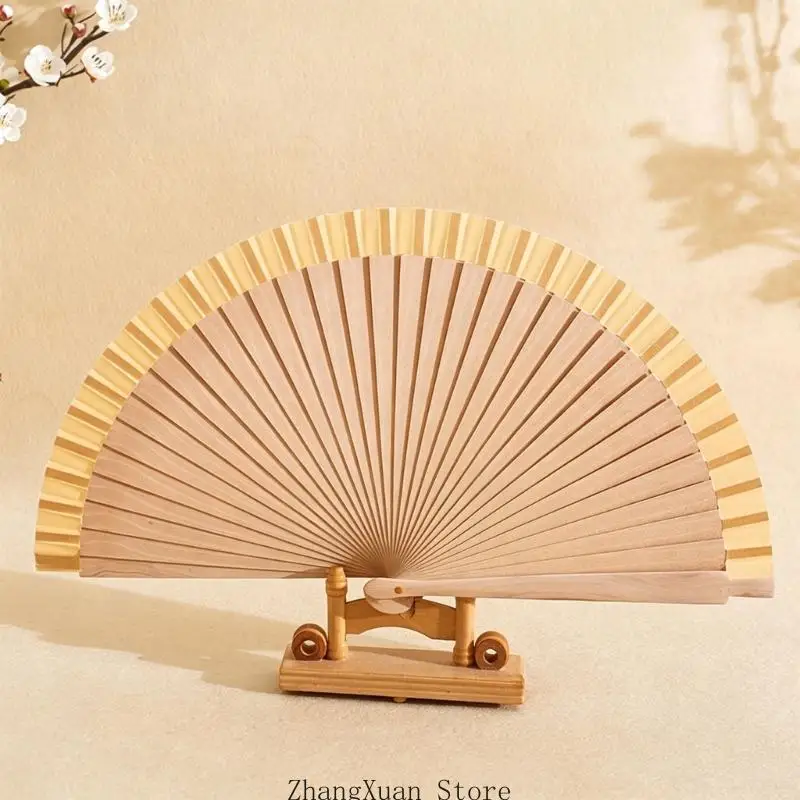 3XUF zusammenklappbarer Holzfächer, tragbarer, faltbarer Fächer, dekorativer Handfächer für Damen-Geschenk – Detail 2