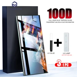 3PC UV Tempered Glass For Samsung Galaxy Note 8 9 10 20 S21 S22 S23 Ultra S20 S10 S8 S9 Plus Screen Protector 9H Full Glue Film