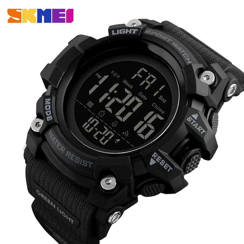 SKMEI-reloj deportivo para hombre, cronómetro Digital, suave, a prueba de golpes, 2 veces, 1384