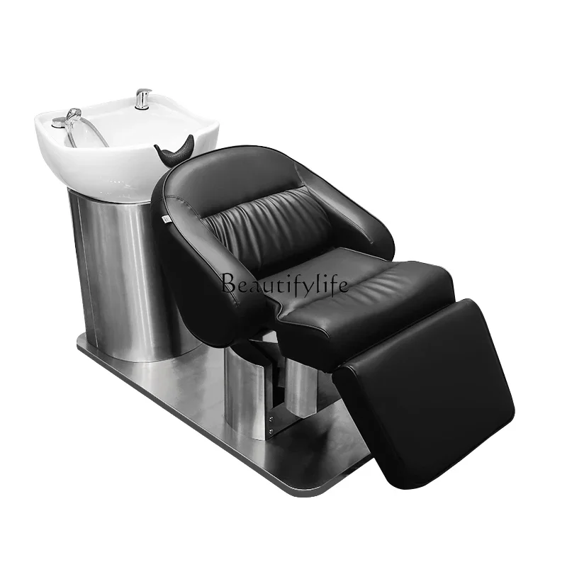 

High-End Intelligent Electric Automatic Half Lying Flush Simple for Hair Salon Rotating Shampoo Chair