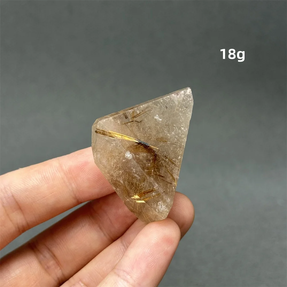 Natural Golden Hair Crystal Point Multi-Faceted Mineral Specimen Energy Healing Stone Home Decorationgift